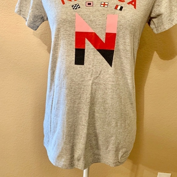 Nautica Tee Small Grey Nautica Graphic Red Pink Navy Blue Int’l Logo Short Slvs - Picture 4 of 14